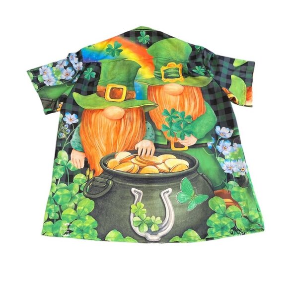 HAWAIIAN Shirt Men's St. Patrick's Day Size Large Leprechaun Pot of Gold - Picture 3 of 9